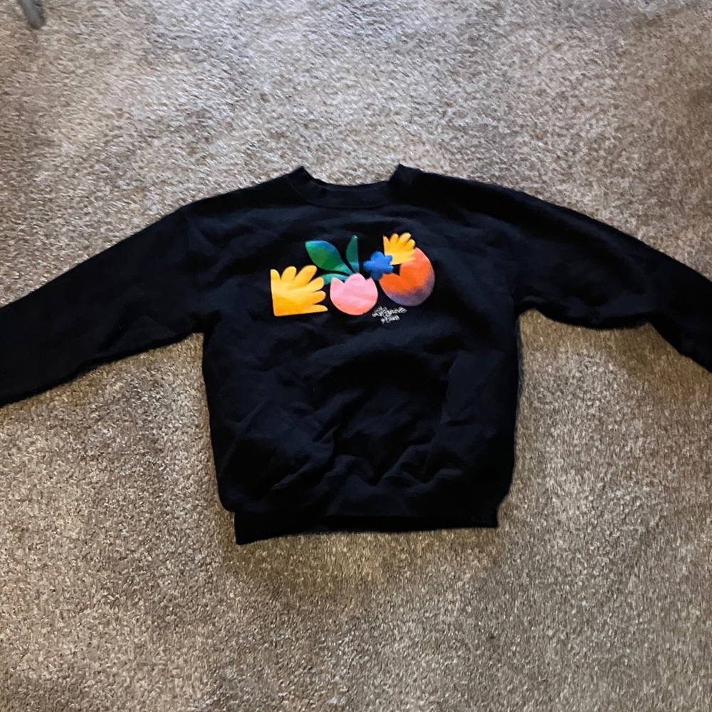 Black Sweatshirt with Colorful Fruit Design
